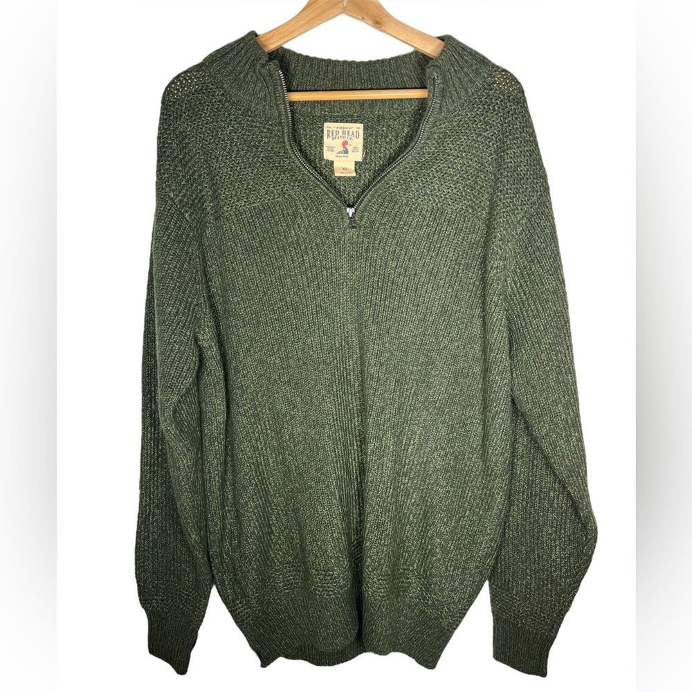 Red Head Brand Co Men's Green
Cotton Blend 1/4 Zip Sweater Pullover
